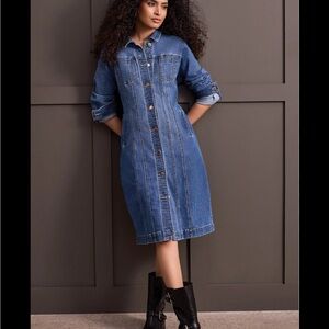 Vintage Bacci Denim Jeans Button Down Closure Dress With Pockets Size Medium